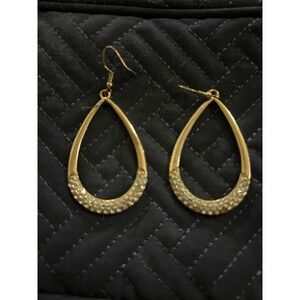Gold Teardrop Earrings‎ Rhinestone Dangle Statement Jewelry Fashion